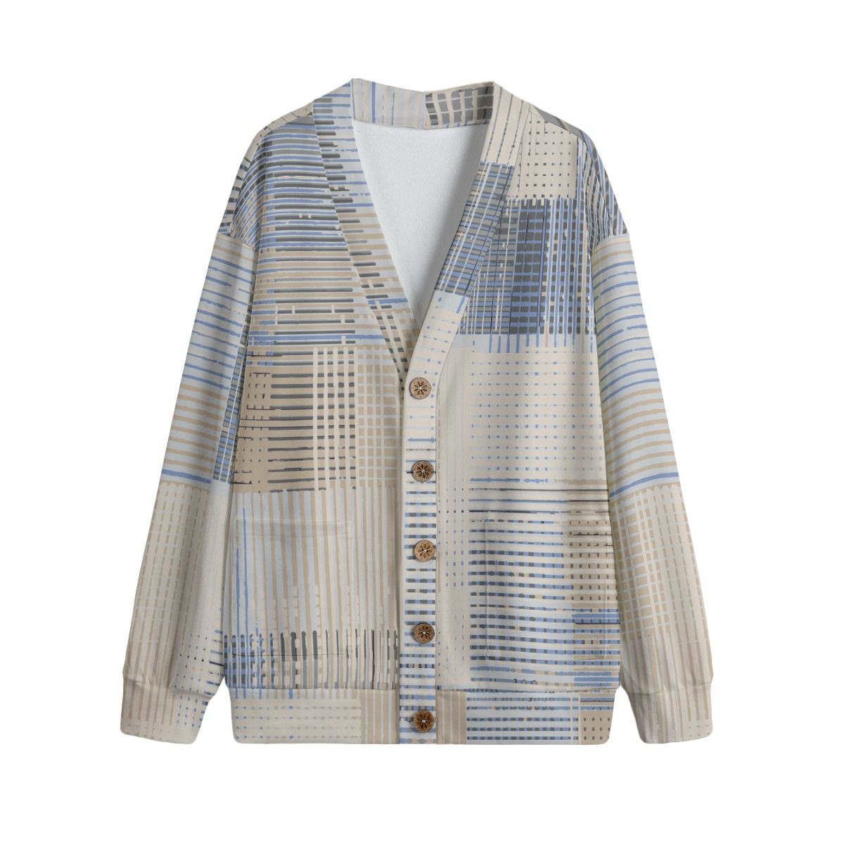 Unisex V-Neck Knitted Fleece Cardigan