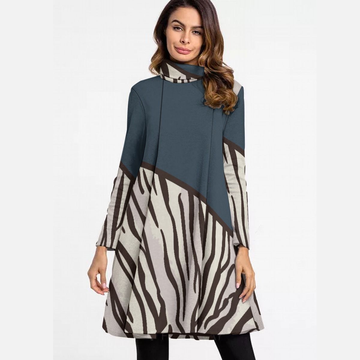 Women&#39;s Turtle Neck Long Sleeve Dress