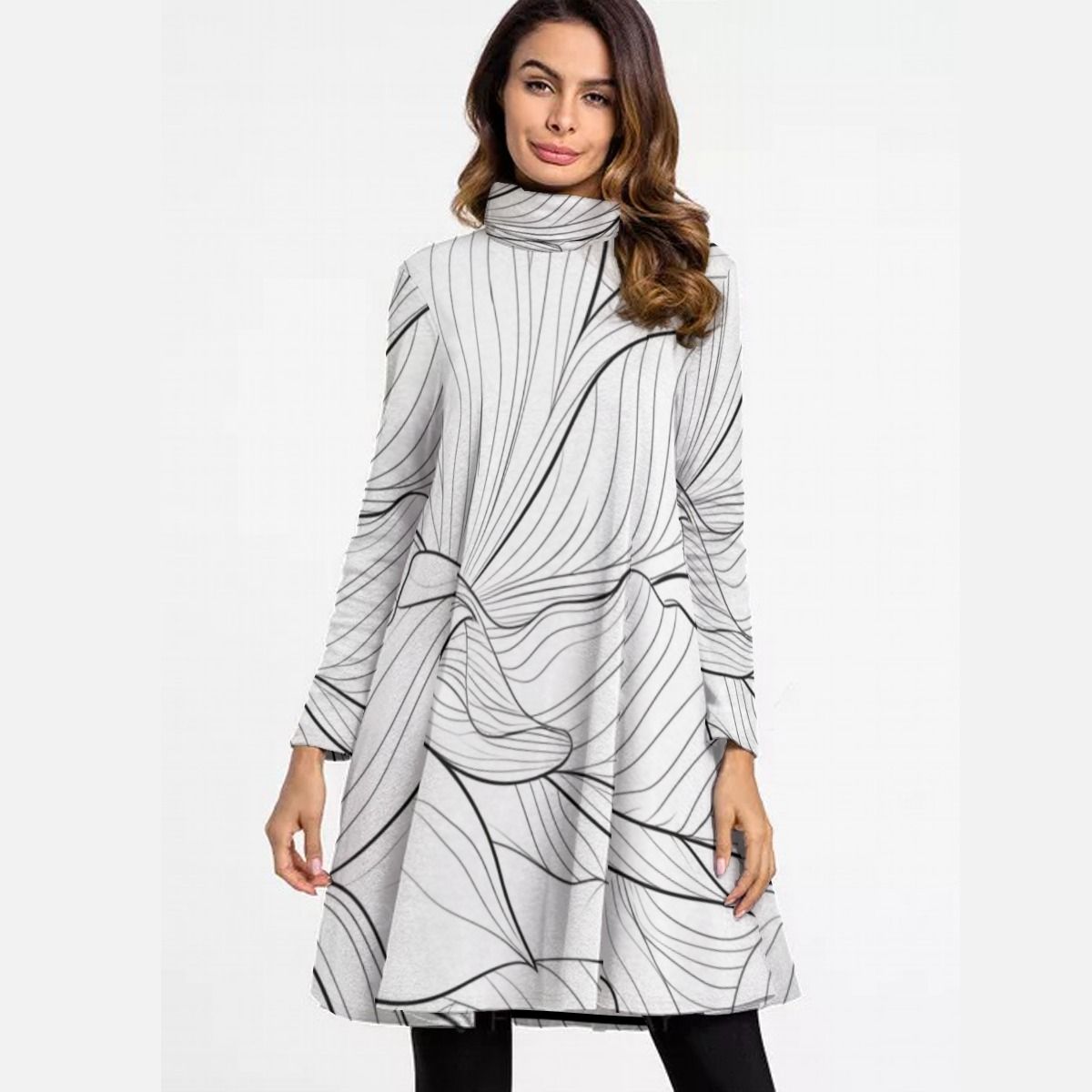Women&#39;s Turtle Neck Long Sleeve Dress