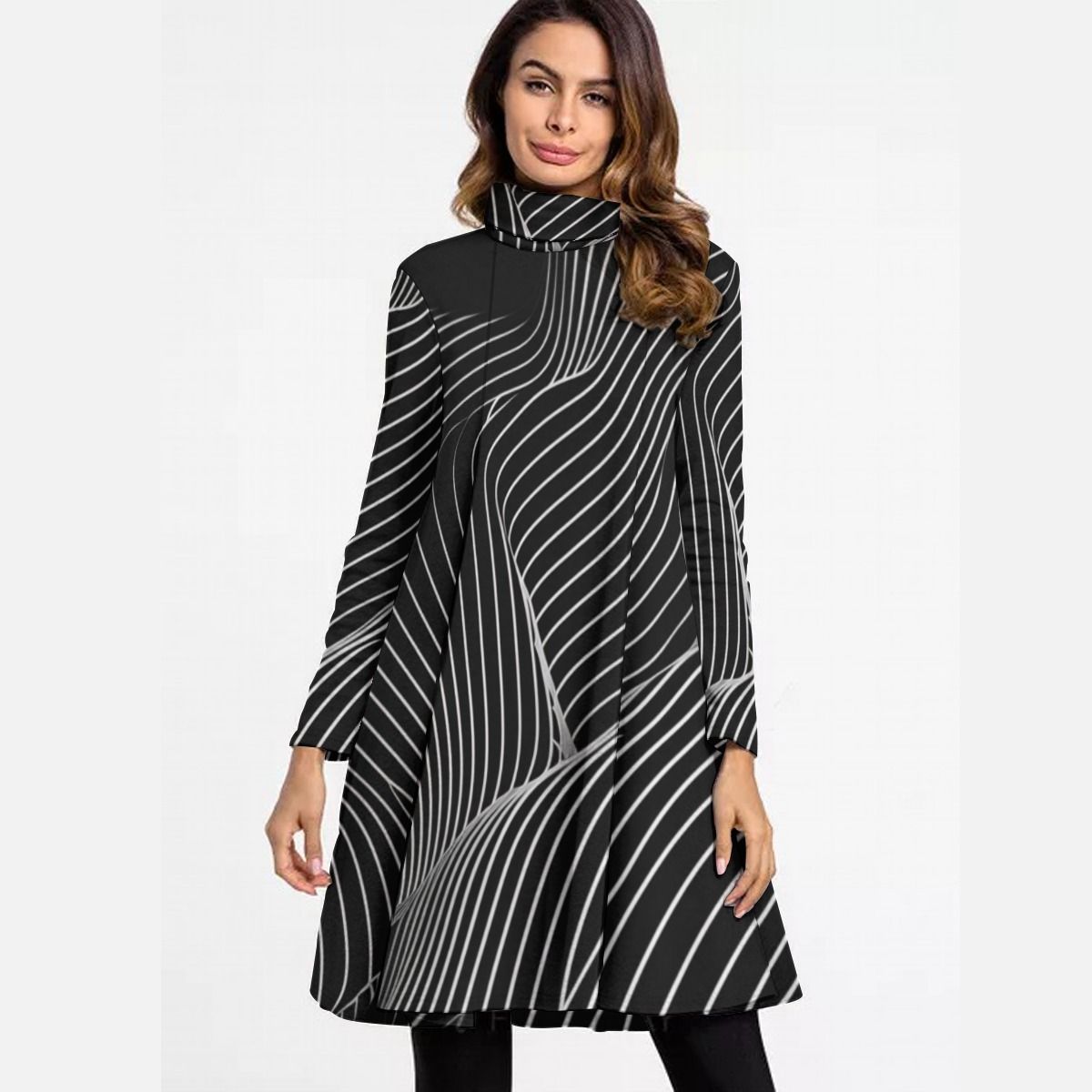 Women&#39;s Turtle Neck Long Sleeve Dress
