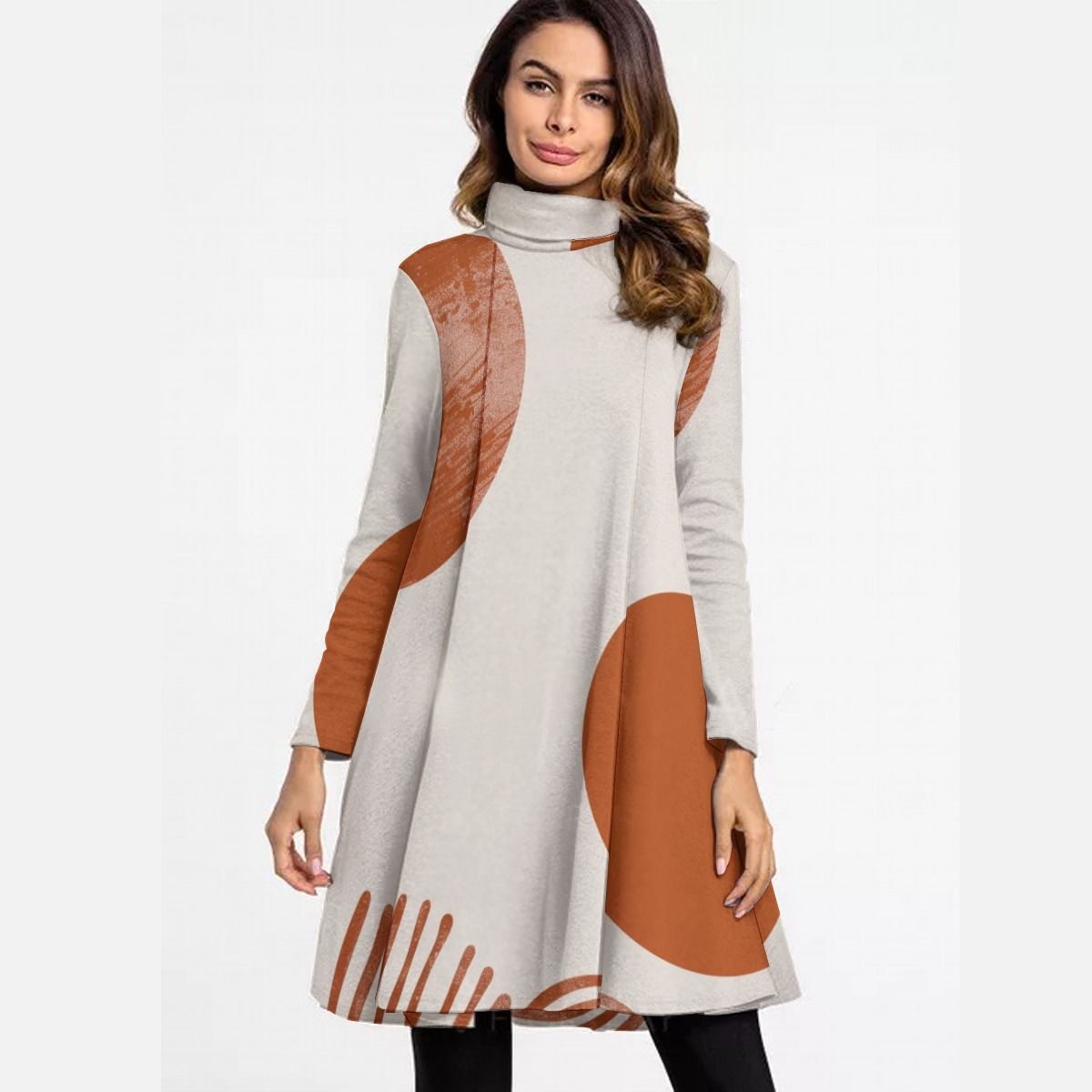 Women&#39;s Turtle Neck Long Sleeve Dress