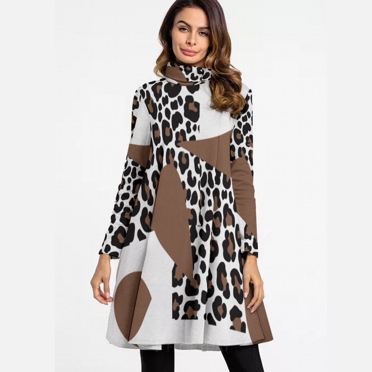 Women&#39;s Turtle Neck Long Sleeve Dress