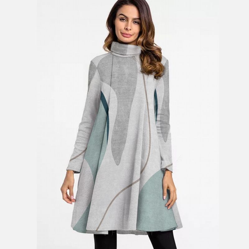 Women&#39;s Turtleneck Long Sleeve Dress