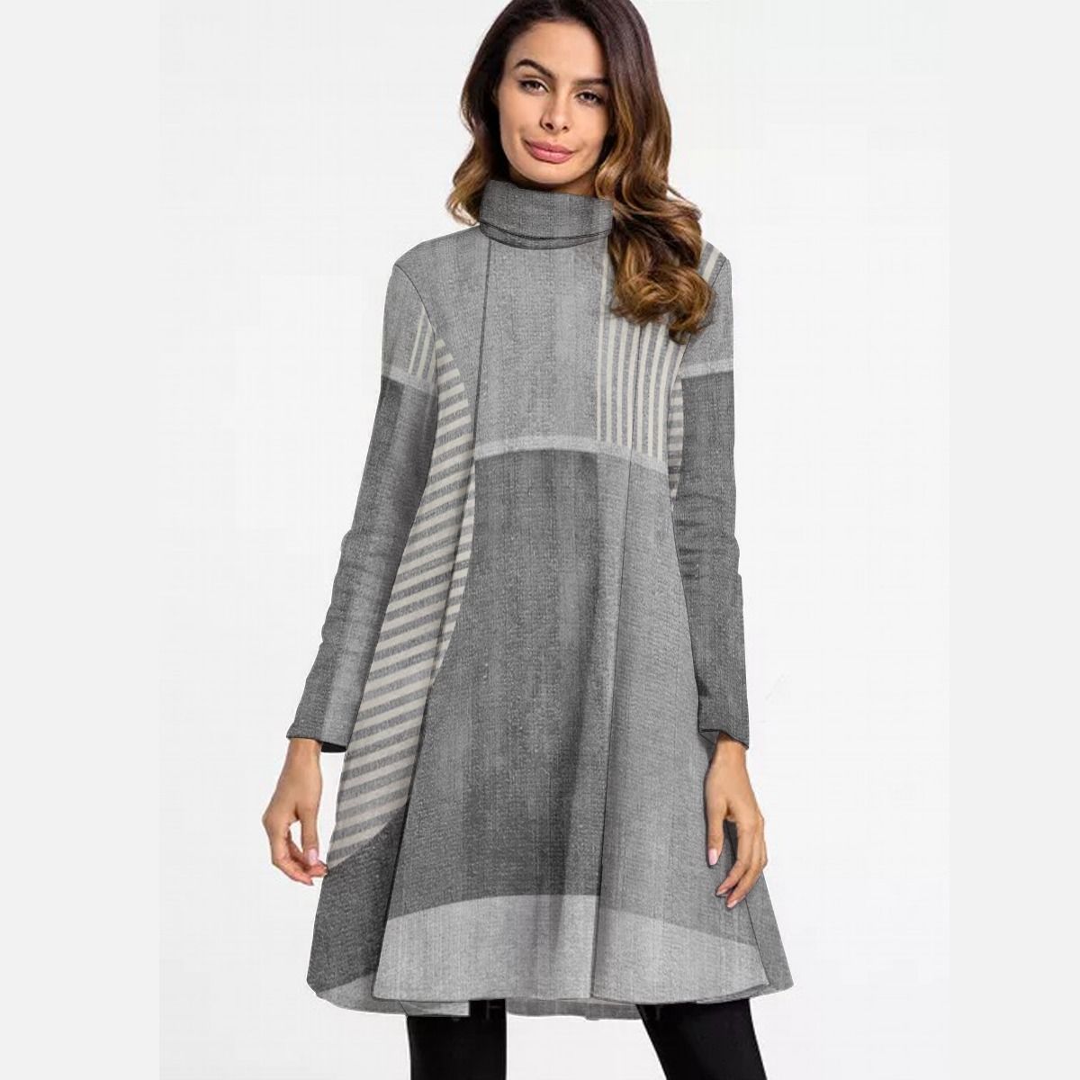 Women&#39;s Turtle Neck Long Sleeve Dress