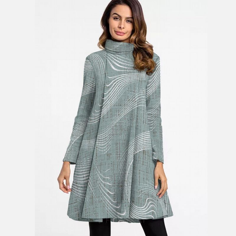 Women&#39;s Turtleneck Long Sleeve Dress