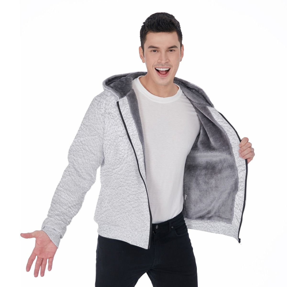 Men&#39;s Sherpa Fleece Zip Up Hoodie