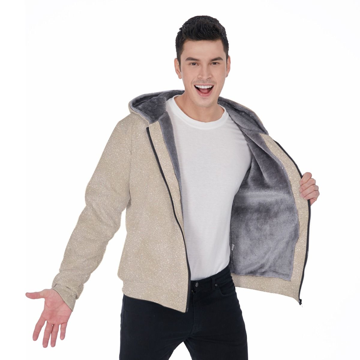Men&#39;s Sherpa Fleece Zip Up Hoodie
