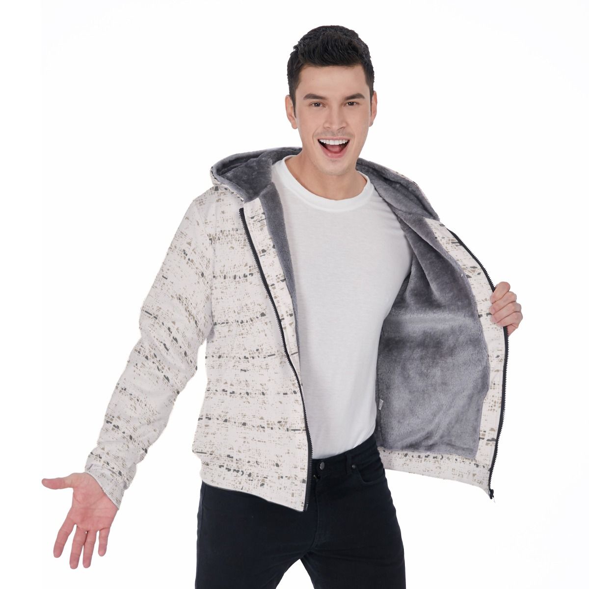 Men&#39;s Sherpa Fleece Zip Up Hoodie