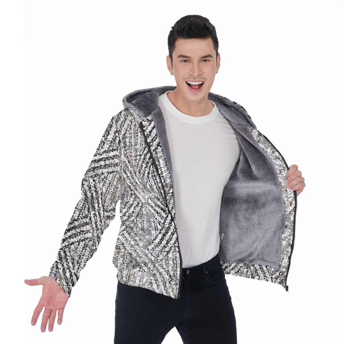 Men&#39;s Sherpa Fleece Zip Up Hoodie