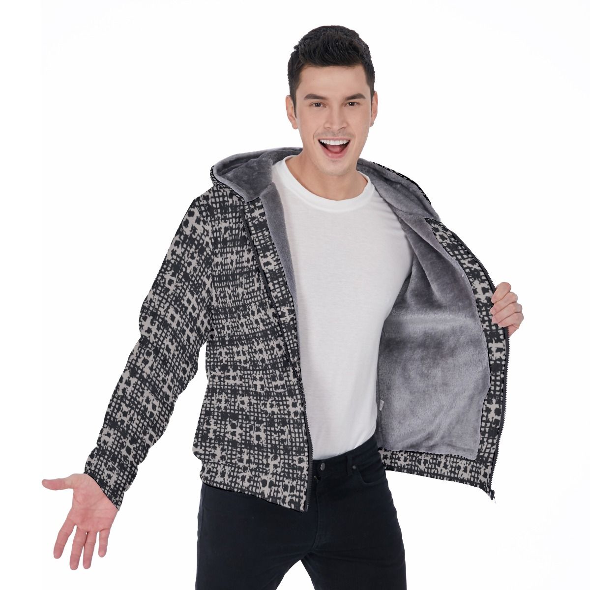 Men&#39;s Sherpa Fleece Zip Up Hoodie