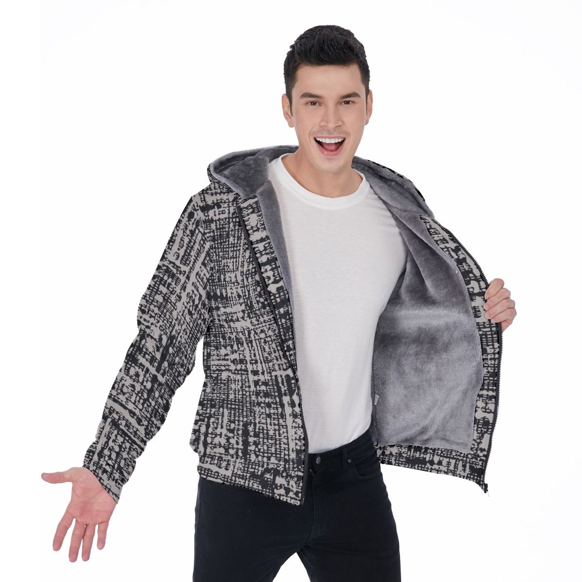 Men&#39;s Sherpa Fleece Zip Up Hoodie