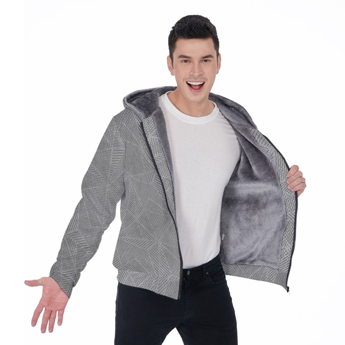 Men&#39;s Sherpa Fleece Zip Up Hoodie