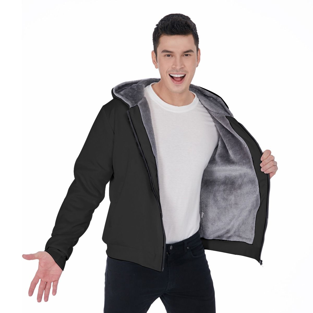 Men&#39;s Sherpa Fleece Zip Up Hoodie