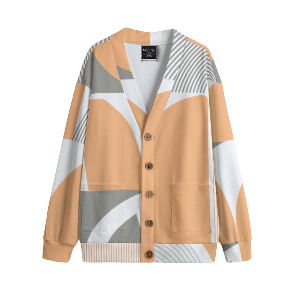 Unisex V-Neck Knitted Fleece Cardigan