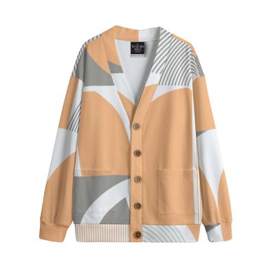 Unisex V-Neck Knitted Fleece Cardigan