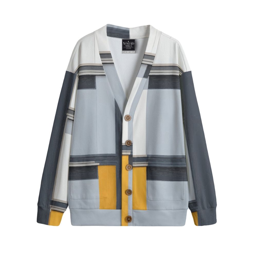 Unisex V-Neck Knitted Fleece Cardigan