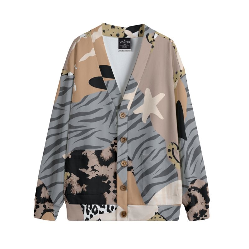 Unisex V-Neck Knitted Fleece Cardigan