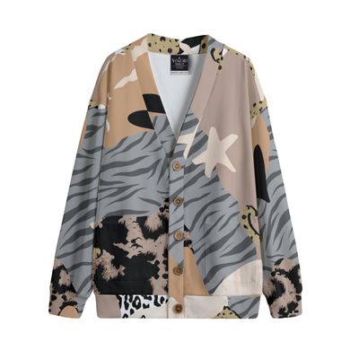Unisex V-Neck Knitted Fleece Cardigan