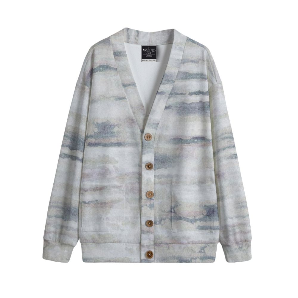 Unisex V-Neck Knitted Fleece Cardigan