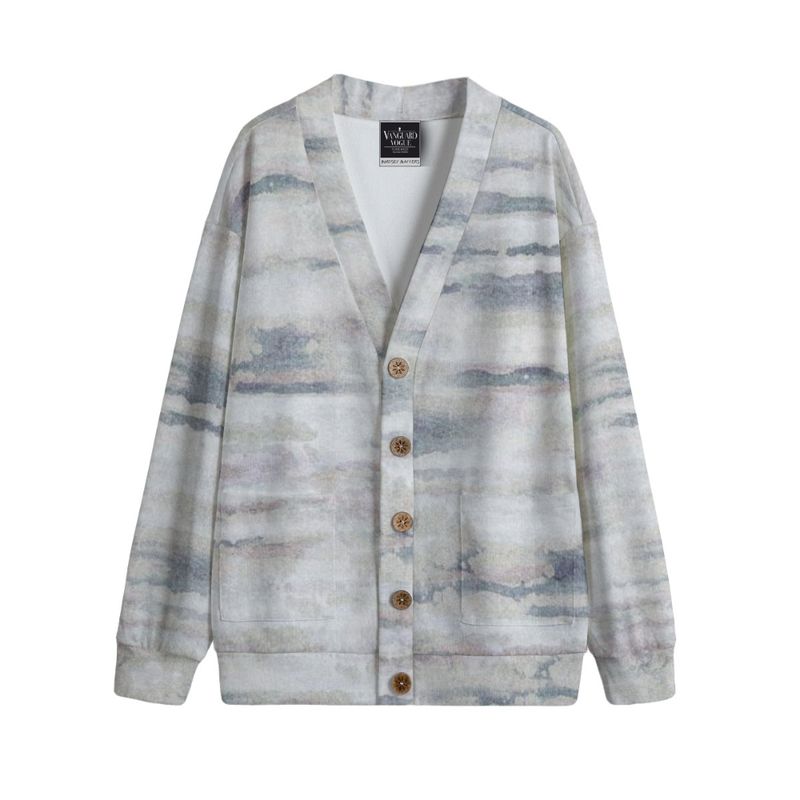 Unisex V-Neck Knitted Fleece Cardigan