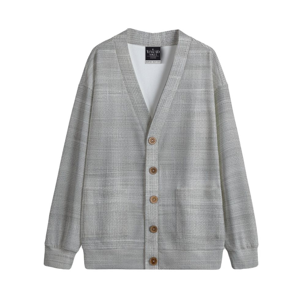 Unisex V-Neck Knitted Fleece Cardigan