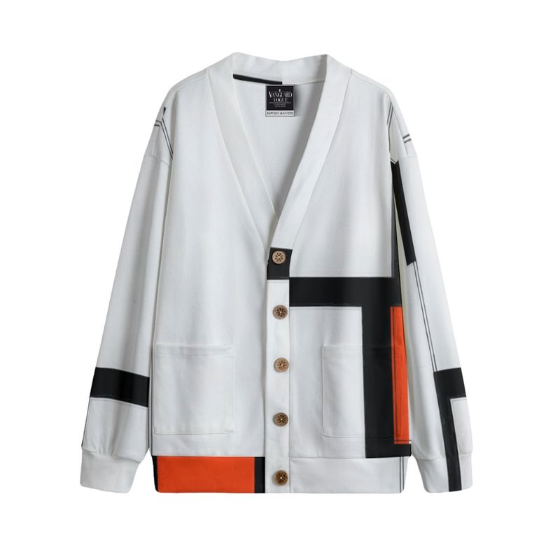 Unisex V-Neck Knitted Fleece Cardigan