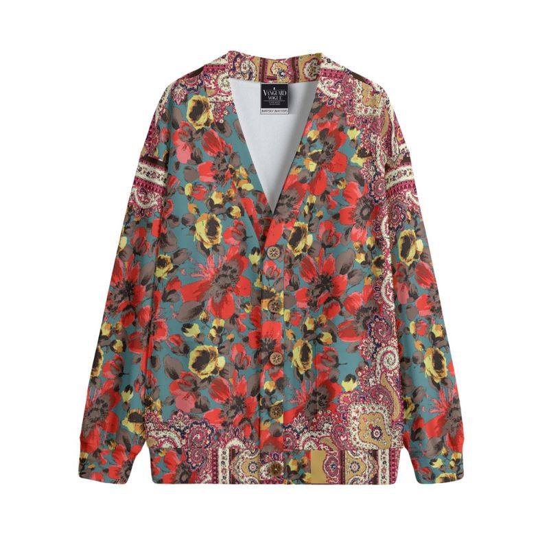 Unisex V-Neck Knitted Fleece Cardigan