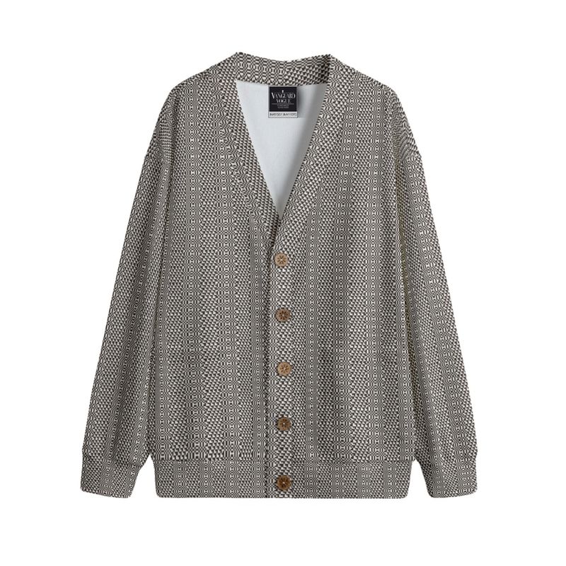 Unisex V-Neck Knitted Fleece Cardigan