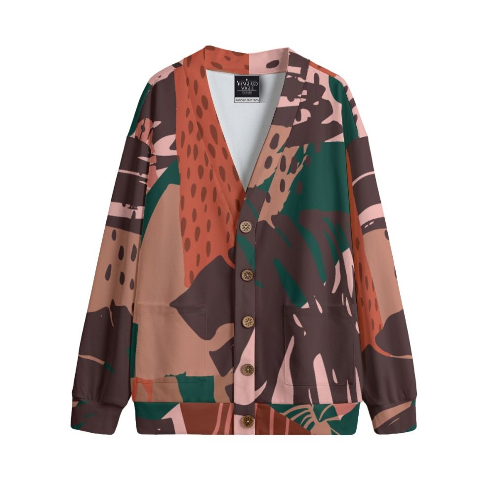 Unisex V-Neck Knitted Fleece Cardigan