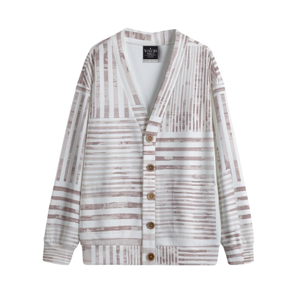 Unisex V-Neck Knitted Fleece Cardigan