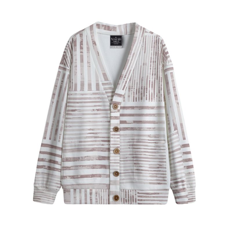 Unisex V-Neck Knitted Fleece Cardigan