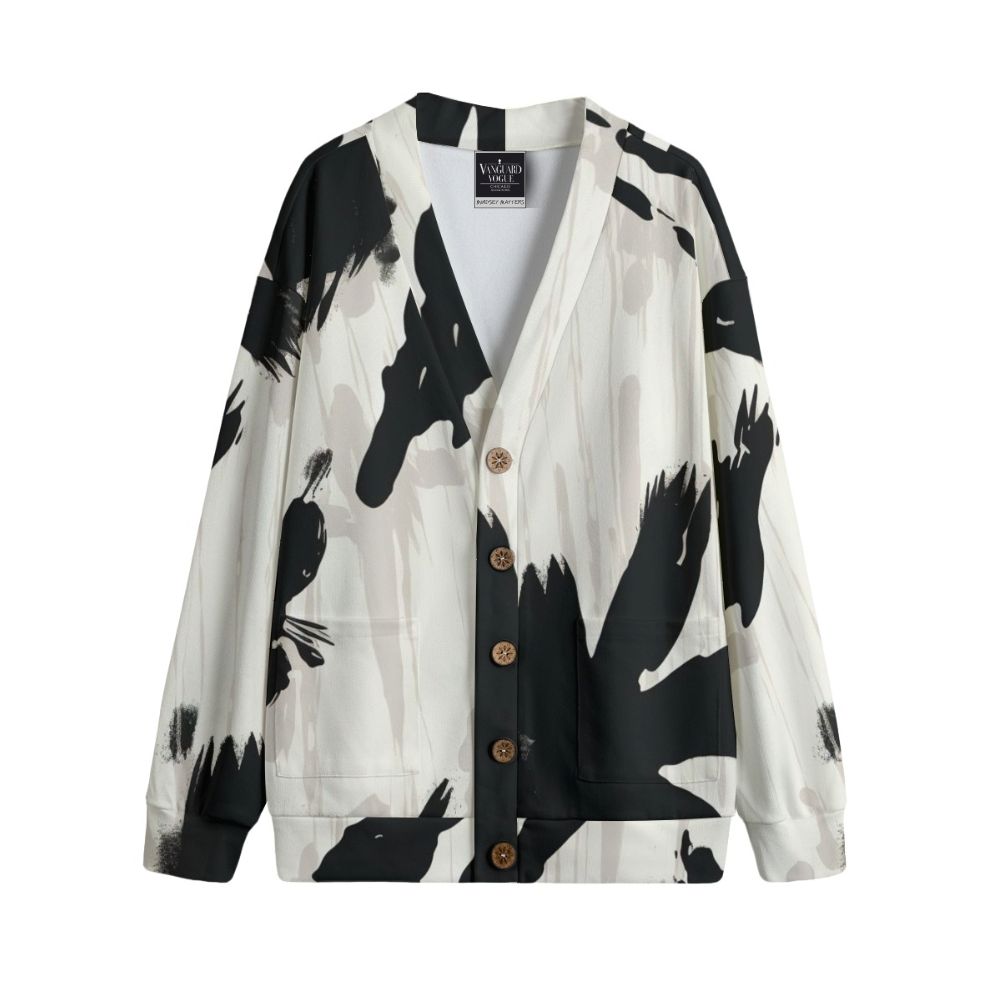 Unisex V-Neck Knitted Fleece Cardigan