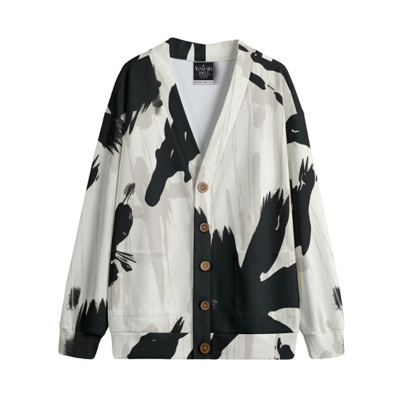 Unisex V-Neck Knitted Fleece Cardigan