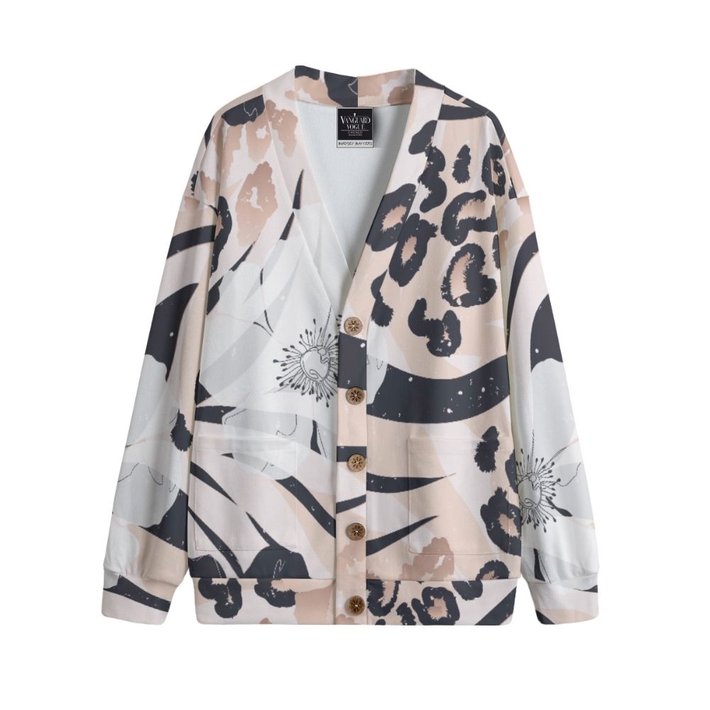 Unisex V-Neck Knitted Fleece Cardigan