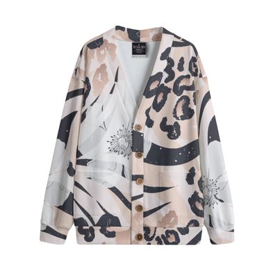 Unisex V-Neck Knitted Fleece Cardigan