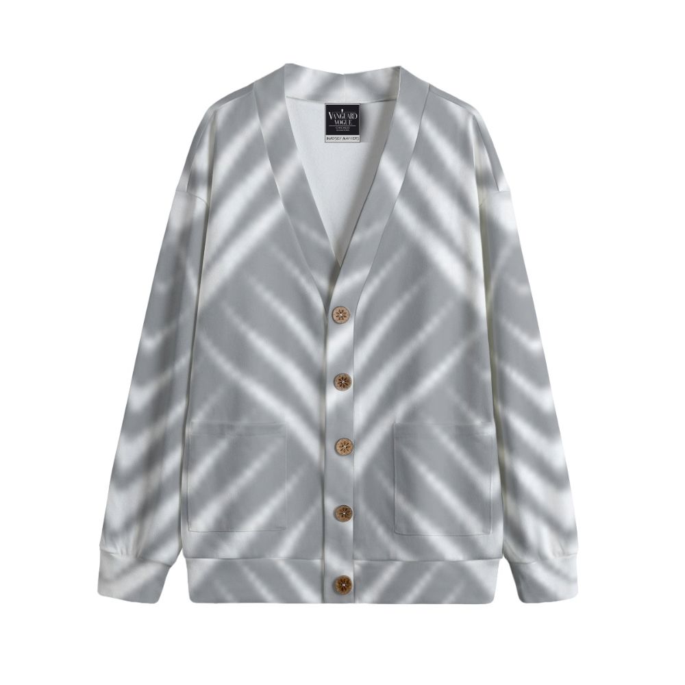 Unisex V-Neck Knitted Fleece Cardigan