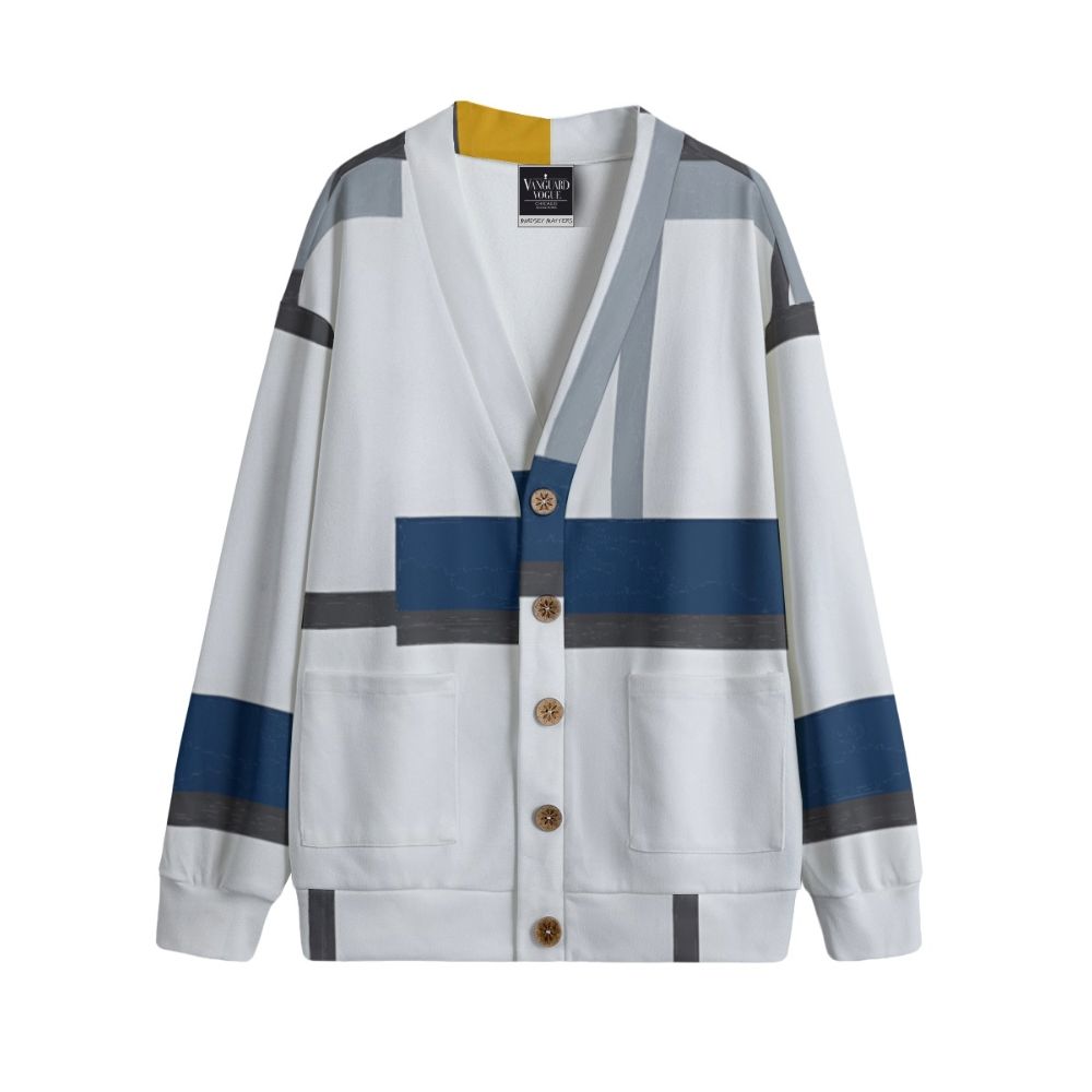 Unisex V-Neck Knitted Fleece Cardigan