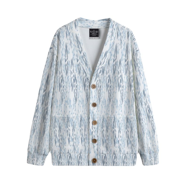 Unisex V-Neck Knitted Fleece Cardigan