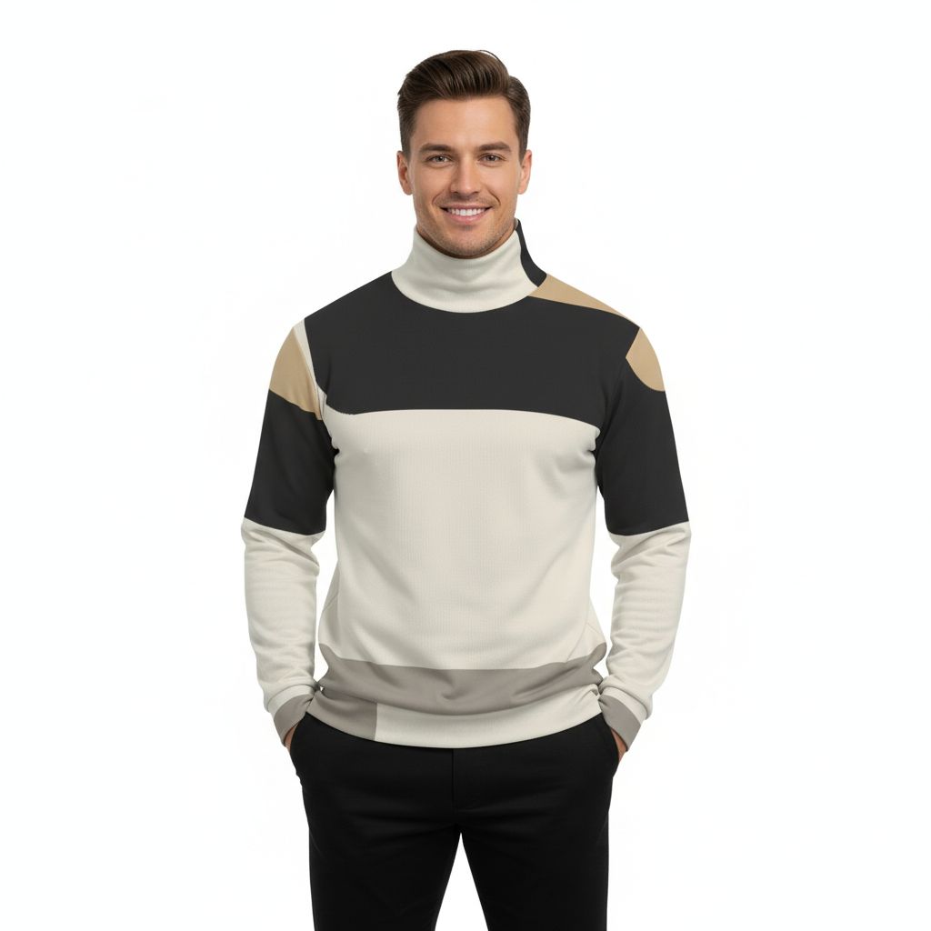 Unisex Turtleneck Knitted Fleece Sweater