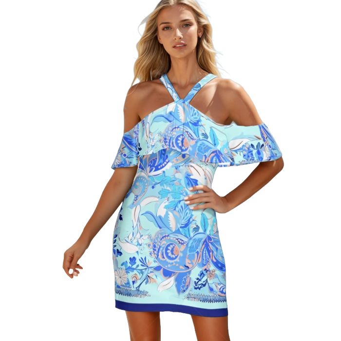 Cold Shoulder Cami Dress With Ruffle