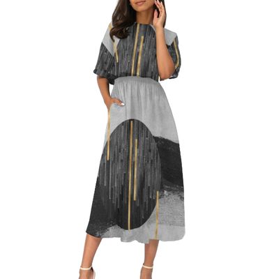 Women's Elastic Waist Casual Dress