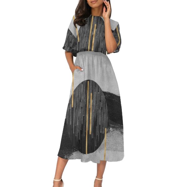 Women's Elastic Waist Casual Dress