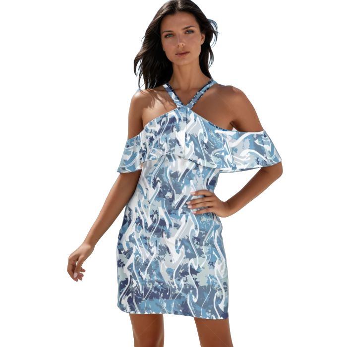 Cold Shoulder Cami Dress With Ruffle