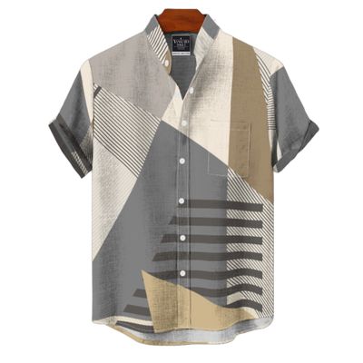 Men's Cotton Stand Collar Shirt