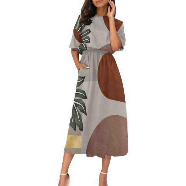 Women's Elastic Waist Casual Dress