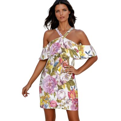 Cold Shoulder Cami Dress With Ruffle