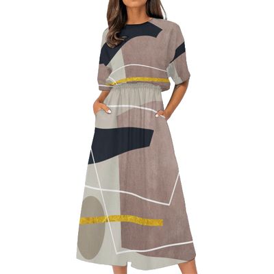 Women's Elastic Waist Casual Dress