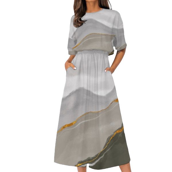 Women's Elastic Waist Casual Dress