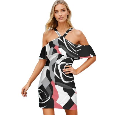 Cold Shoulder Cami Dress With Ruffle