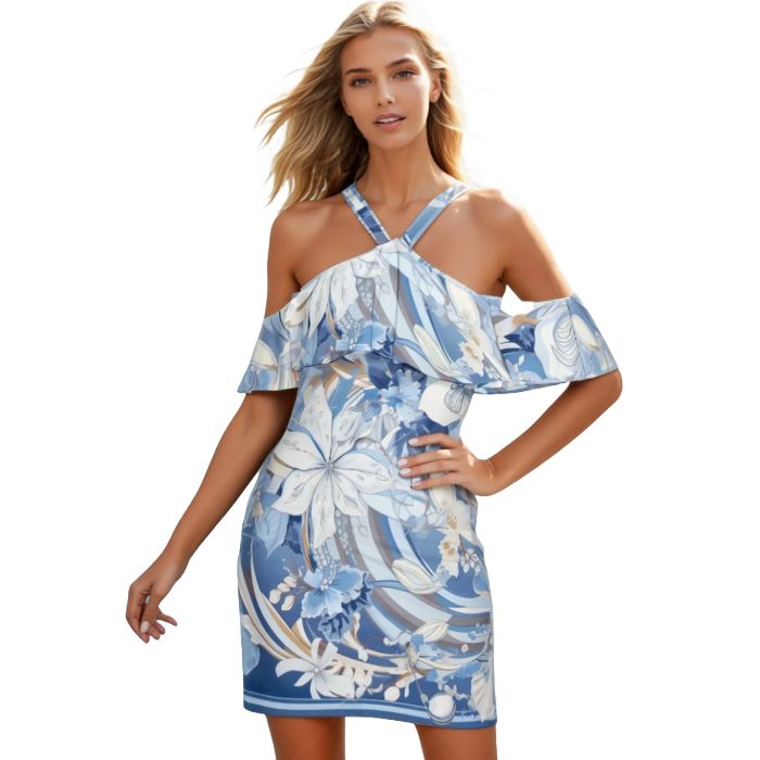 Cold Shoulder Cami Dress With Ruffle